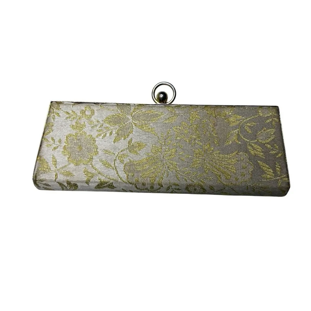 Vintage Original 50s Women's White Gold Purse Evening Wallet Clutch Cocktail